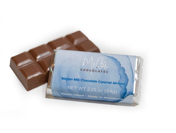 Caramel Almond Chocolate Bar in Milk Chocolate - from Mr. B's Chocolates